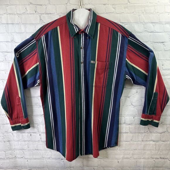 Vintage 90's Chaps Ralph Lauren Mens Large Multicolor Stripe Button Shirt Casual - Picture 1 of 10